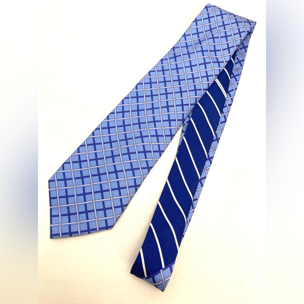 Tommy Hilfiger Blue/Grey Checked Silk Necktie